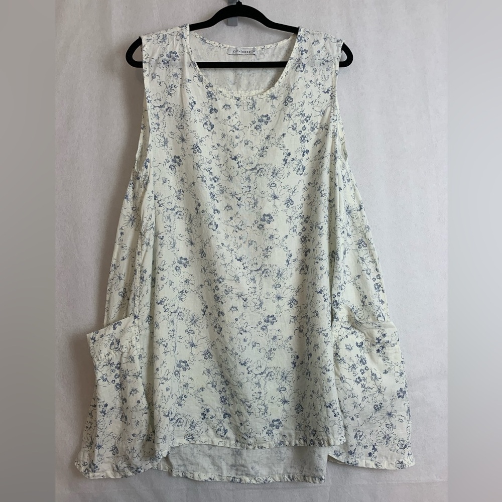 Westcott Floral Mini Dress - Cream and Blue